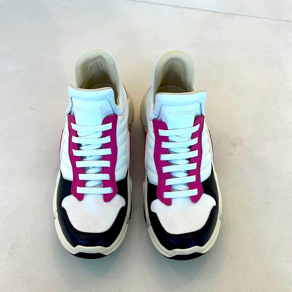 Mark Nason shoes. No shoelaces, very comfortable
